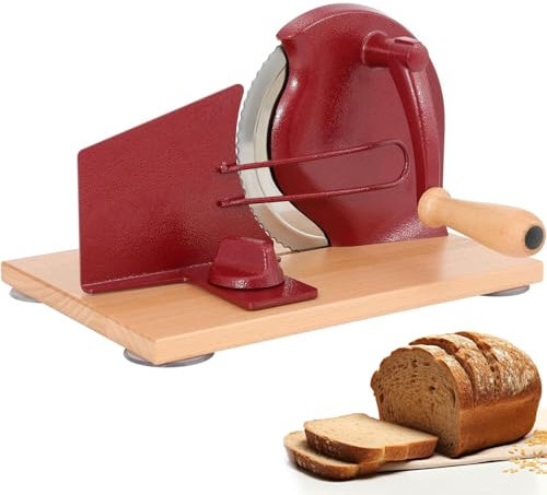 Affettatrice manuale per pane con manovella, spessore regolabile per fette uniformi, base a ventosa, ideale per pane e panini fatti in casa