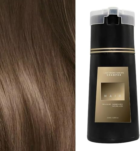 3 in 1 Nova Hair Dye Shampoo for Men and Women - Natural Plant Herbs Instant Dye - Safe & Easy to Use Hair Colorant (Light Brown)