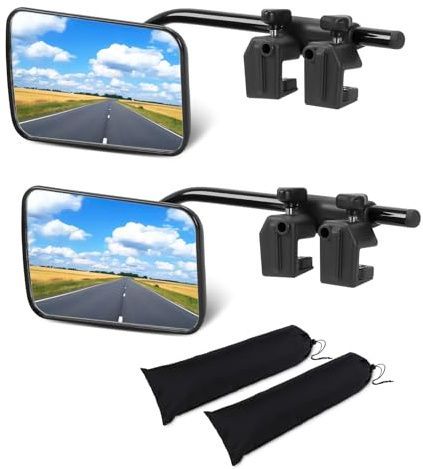 Universal Clip on Towing Mirrors Extensions for Towing, 360 Degree Adjustable Rotation Side Mirror Extenders for Towing,Tow Mirrors for Car Truck Trailer RV SUV, 2 Packs TYPE1