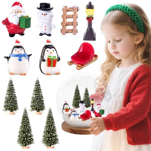 Weihnachts Miniatur Ornament Sets zum Selbermachen Schneemann Accessoires | Weihnachts Miniatur Ornament Sets zum Selbermachen Schneemann Pinguin Tischdekoration Feengarten Accessoires für