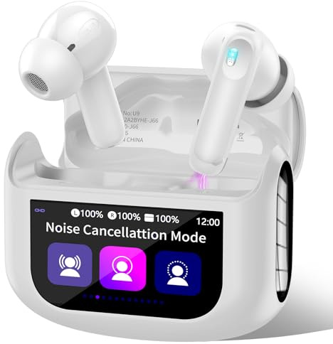 QXUFV AI Translation Earbuds Real Time,164 Language/7 Translation Modes Translator Earbuds with Audio and Video Calls,No Subscription,5 EQ Modes Touch Screen Translator Headphones,48H Ear Buds, White