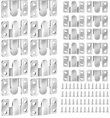 SGYKJ Lot de 24 crochets robustes pour cadres photo en acier inoxydable, à encastrer, pour montage mural de miroir photo (grand, petit), avec vis.