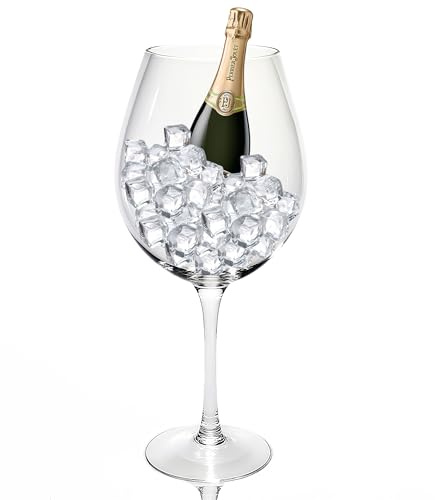 Vessyn Riesiges Weinglas 3200ml (3,2L) - 38cm Hoch XXL Mundgeblasener Kristallkelch - XL Party-Deko & Champagner-Eiskübel - Premium Bleifreies Trinkgefäß für Hochzeiten & Geschenke