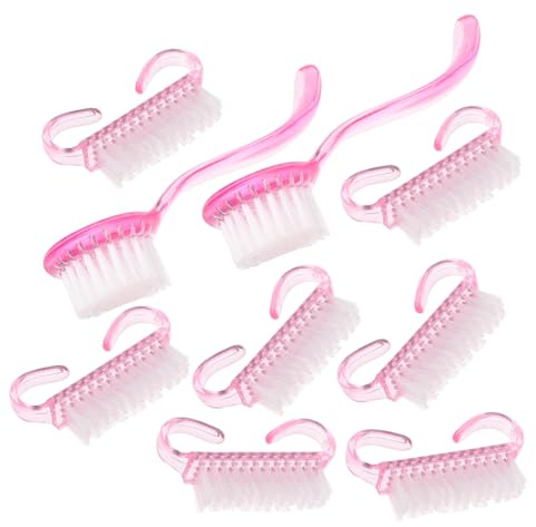 Spazzola per Unghie a Manico lungo Rosa, Set 1 Pezzo | Set Completo Setole in Fibra Artificiale, Impugnatura in Acrilico, per Nail Art e Manicure Colore Casuale