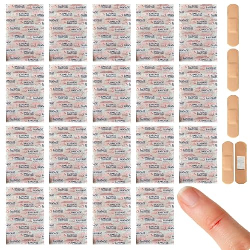 Bandages en tissu – 100 pièces adhésifs flexibles imperméables | Patch athlétique hygiénique et respirant | Soins portables des plaies pour coupures, ampoules, abrasions | essentiels