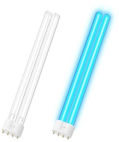 HWEIUA 2 Pack 24 Watts UVC 2G11 Base Replacement UV Light Bulb for Pond Clarifier, Outdoor Ponds, Aquarium, Fish Tank, Koi Pond & Water Garden, UV Air Purifier, 24W UVC Bulb 12.5 Inch