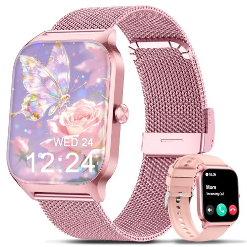 Popglory Smartwatch Herren Damen mit Blutdruckmessung, Bluetooth-Telefonie, AI Fitnessuhr Herzfrequenz, SpO2, Stress, Schlaf, 100+ Sportmodi Fitness Tracker, Schrittzähler, Geschenk für iPhone Android