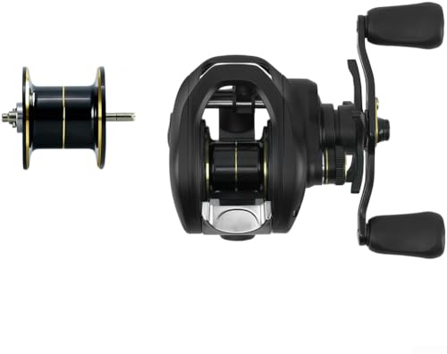 Carrete de pesca Baitcasting con sistema de freno electrónico CC, diseño autoalimentado antiretroceso para principiantes, recuperación de alta velocidad 7.2:1, carrete de agua salada impermeable