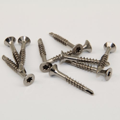100 Stück Spanplattenschrauben 5 X 40/24 TORX T-25 mit Bohrspitze (Teilgewinde), Senkkopf u. Innensechsrund, Edelstahl A2