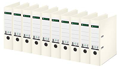 LEITZ® Ordner 1007/1008, DIN A4, Rückenbreite 52 oder 80 mm weiß 10 80