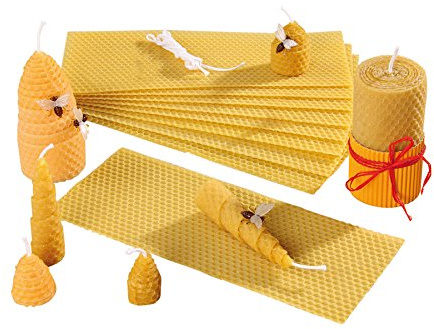 Unbekannt Bienenwachs-Kerzen Bastelset - 15 x 100% Reine Bienenwachs-Platten 10 x 25 cm - selber Machen basteln Set Kinder