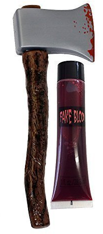 0207VP8M9YL Sanglant Hache avec Brun Poignée Faux Sang Accessoire Déguisement - Halloween Ensemble - 41 cm de Long Plastique en Bois + - Parfait pour et Film