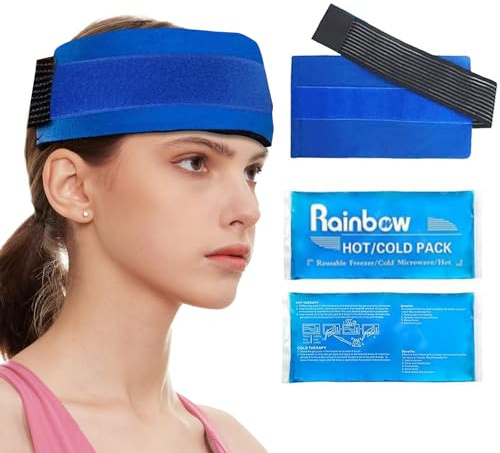 Poche de Glace en Gel, Masque Anti Migraine, Compresse Froide/Chaude Réutilisable pour les Maux de Tête, les Migraines et Dent de Sagesse, Bandeau Migraine,Thérapie pour le Genou,Dos,Cheville