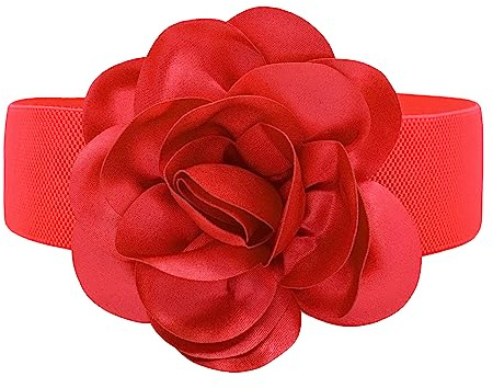 TeeYee Damen Mädchen Gürtel Fashion Süß Groß Blume Elastische Tailleband | Breiter Stretchy Waist Belt