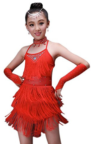 BOZEVON Ragazza Vestiti da Ballo Abito Vestito con Paillettes Abbigliamento da Danza Abiti di Danza Latina