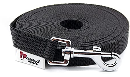 Twinkys Dog Style Hundeleine Schleppleine OHNE Handschlaufe Schwarz 7,5 Meter 20 mm breit für Hunde bis 50 kg Made IN Germany
