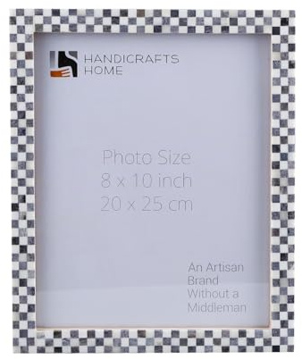 Handicrafts Home Checked Pattern Inspired Picture Frames – Bone Inlay Handmade – Ready to Hang or Sit 8X10 – Christmas Gifts