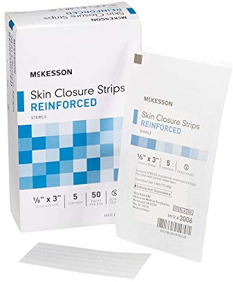 McKesson Skin Closure Strips, Sterile, Reinforced, 1/8 in x 3 in, 50 Count