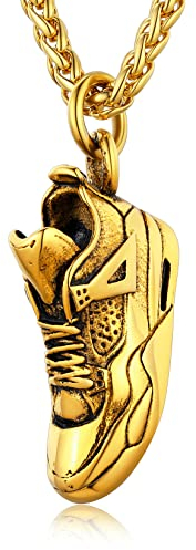 U7 Herren Kette 18k vergoldet Sport Schuh Form Anhänger Halskette 55+5cm Weizenkette verstellbar Hip Hop Halskette Fashion Modeschmuck für Männer Jungen Gold