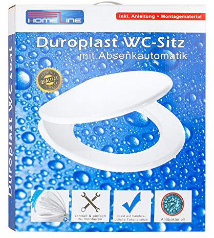 WC-Sitz mit SOFT CLOSE Absenkautomatik | Antibakteriell | Hochwertige Duroplast inkl Befestigungs-Set