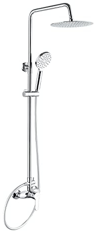 GRIFEMA COLUMNA-G7004 Sistema Doccia con Miscelatore Monocomando, Soffion, Flessibile Doccia, 3 Doccetta a Spruzzo, Supporto, Barra Regolabile/Colonna Doccia (G1/2 Pollici), Cromo/Argento
