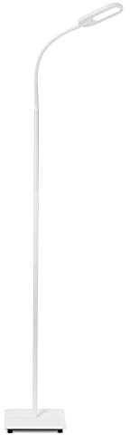 B.K.Licht Piantana Lampada da Terra LED, altezza 1,28m, 8W, 600Lm, lampada da terra salotto, dimmerabile su 4 livelli, luce calda neutra o fredda, orientabile, Lampade da Terra a stelo touch, bianca
