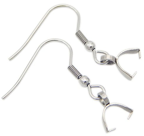 50 Stück Ohrringe Zubehör Edelstahl mit Clip Schnalle Ohrhaken Herstellung Jade Kristall Jadeit Ohrring Clip Schnalle Melone Samen-Schnalle für modische Frauen