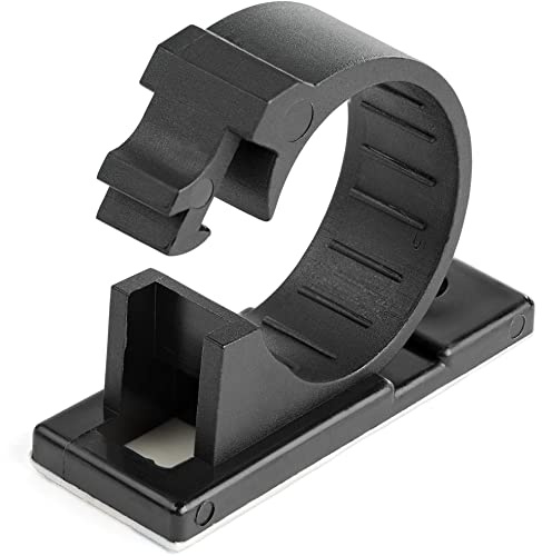 StarTech 100 Adhesive Cable Management Clips, Black, Sticky (CBMCC3) | Nylon Self Adhesive Clamp UL/94V-2 Fire Rated, Network/Ethernet/Office Desk/Computer Cord Organiser, Wire Holders