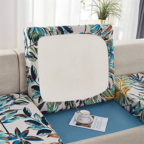 Sofa Sitzkissenbezug, Sofa Sitzbezug Stretch rutschfest, Elastischer Kissenbezüge Mit Gummiband, Husse Überzug Bezug Für Sofa Sitzkissen (Regenwald,1-Sitzer)