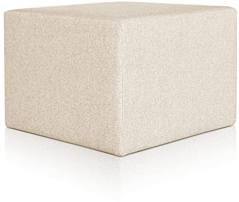 Deshome Pouf hocker Fußstütze 63x63x44 cm Wasserabweisender Stoff: Modernes Design Pouf für Sofa Wohnzimmer Schlafzimmer, Puff hocker, Pouffe Minerva Beige