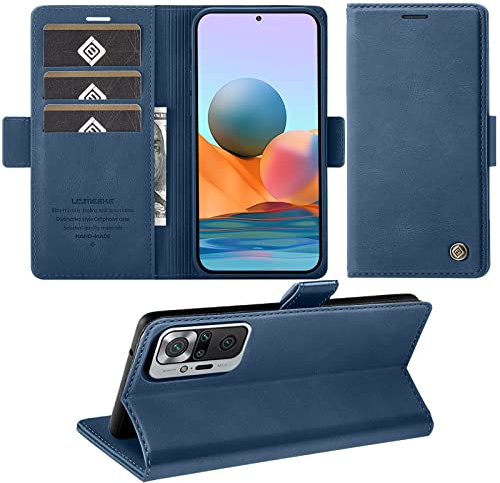 Wezimoe Handyhülle für Xiaomi Redmi Note 10 Pro Hülle, Standfunktion Kartenfach Wallet Premium Leder Schutzhülle Flip Case Cover Stoßfeste Klapphülle Note 10 Pro 6,67 Zoll