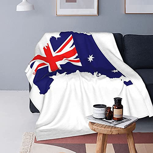Australien-Karte und Flagge bedruckte Decke, Flanell-Fleece-Decke, Mikrofaser, Reise-Überwurf, für Bett, Couch, Stuhl, Sofa, Bettwäsche, Büro, bequeme Tagesdecke, Heimdekoration, 203,4 x 152,4 cm