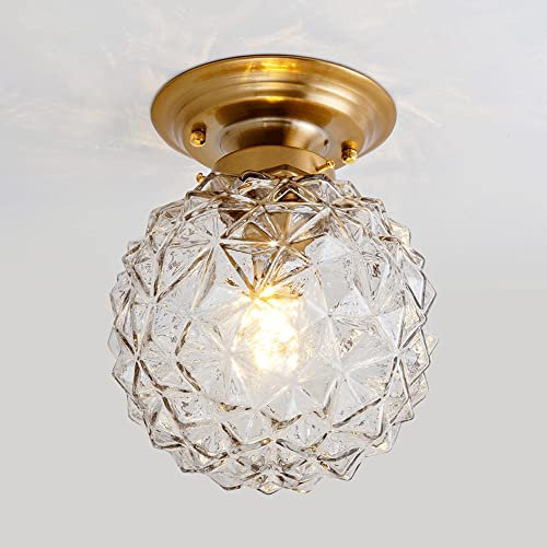 Modern Ceiling Light Fixture with Edges and Corners Glass Shade, Dimmable LED Ceiling Lights, Surface Mount Ceiling Pendant Lighting Home Corridor Porch Ceiling Lamp
