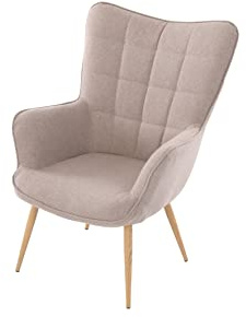 byLIVING Sessel UTA, Webstoff Sandfarben, B 72, H 97, T 80 cm, Relaxsessel | Metallgestell in Eiche-Optik foliert, Armlehnsessel