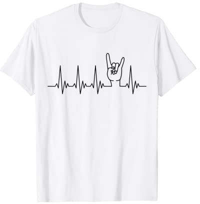 Pommesgabel Hand Herzschlag Design Heavy Metal Zeichen T-Shirt