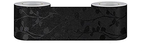 VisitRyl Bordure Frise papier peint Vigne Noire Décoration murale amovible Frise Murale Bordure de Tableau d'Affichage Découpée Autocollant imperméable en PVC Plinthe 5cm X 500cm