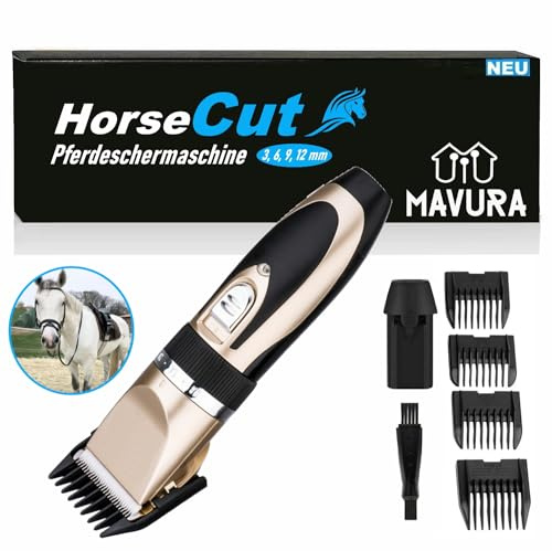 HorseCut Pferde Schermaschine extrem leise mit Akku, Pferde Haartrimmer Haar Trimmer handlich & leicht