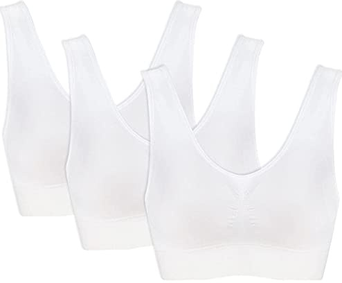 Genie Bra 3-Pack Seamless Sports Bra Wirefree Yoga Bra with Removable Pads for Women S-5XL