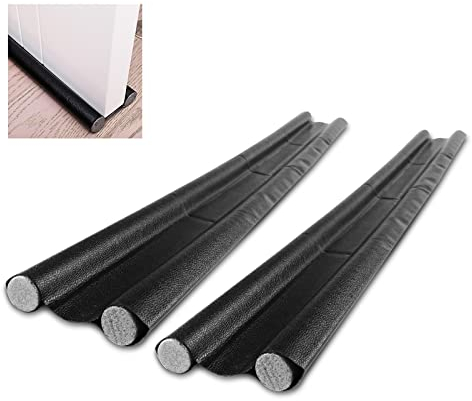 Gvolatee 2 stück Türen Zugluftstopper mit Doppeldichtung 96cm, Türdichtung Zuschneidbar Effektive gegen Zugluft, Lärm, Kälte und Insekt, Windstopper Luftzugstopper Schwarz Schaumbaumwolle Grau