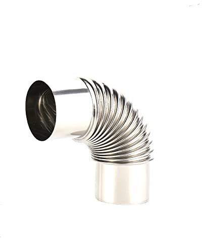 Rostfreier Rohrbogen,Knie Heizung Bogen 90° ,Ofenknie Bogen ,Winkelrohr Ø 60mm, 70mm, 80mm, Hitzebeständiges Rauchrohr für Öfen, Bogen Kaminrohr Standard, Silber