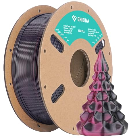 Silk PLA Filament 1.75mm, ENISINA Seidig Glänzendes 3D Drucker Filament PLA, Maßgenauigkeit +/- 0.03mm,1kg / 2.20lb (Schwarz & Rosen rot)