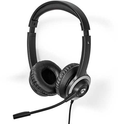 NEDIS Cuffie per PC | On Orecchio | Stereo | USB Type-A/USB Type-C™ | Microfono pieghevole | Nero