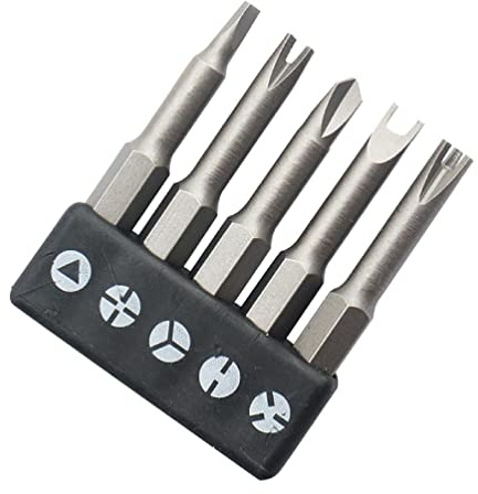 Morningmo Jeu d'embouts de tournevis de forme spéciale - Assortiment de variétés - Alliage d'acier - 5 pièces - Compatible avec les fixations 0,6 cm - Embrayage, Tri-Wing, Hex, Torx Drive System