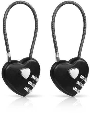 YAODHAOD Confezione da 2 lucchetti a combinazione a 3 cifre a forma di cuore per armadietti scolastici e palestre, approvato TSA, serrature per bagagli, armadietti sportivi, bagagli, recinzioni,