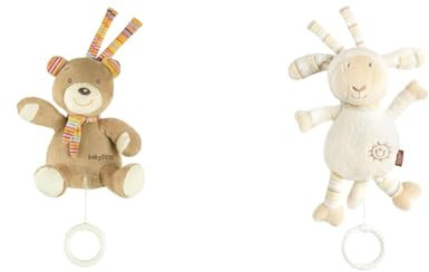 Fehn Baby Einschlafhilfe Teddy & Schaf - Kuscheltiere mit Einschlafhilfe Melodie & Spieluhr für Babys & Kleinkinder - Beige, 16 cm & 20 cm