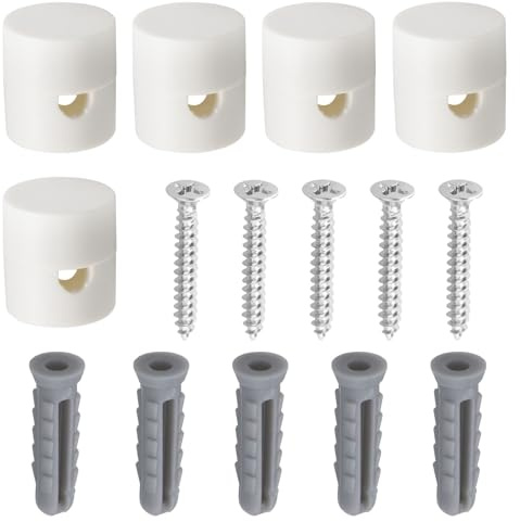 SG Store 5Pcs Ceiling Decentralizers Cable Holder Ceiling Mounts for Lamps DIY Textile Cable with 5pcs Screws and 5pcs Dowels White
