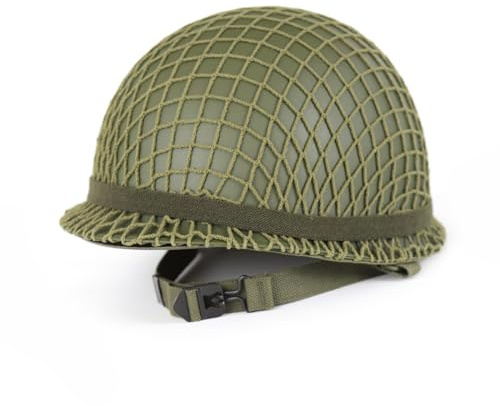 WW2 WWII US M1 Helmet Fixed Bale with Chin Strap WWII Style Double Shells Reproduction (Helmet)