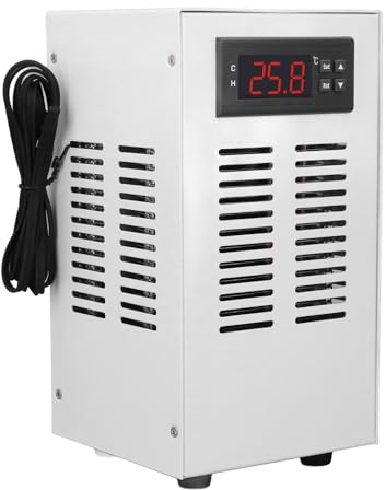 Focket Aquariumkühler, 20 L, Leises Design, Wasserkühler für Hydrokultur, Aquarium-Kühlsystem, Wasserkühler, Axolotl-Kühler für Axolotl, Korallen, Garnelen, Quallen, Salz und Süßwasser
