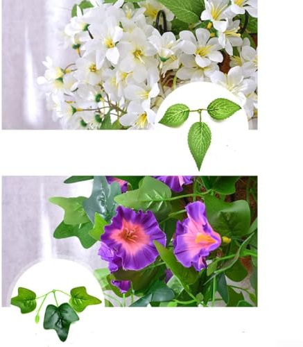 Silk Artificial Hanging Flowers Vine for Indoor and Outdoor Decoration, Lifelike and Beautiful, Easy to Hang and Clean, Winter Jasmine and Morning Glory Options (winter jasmine White)