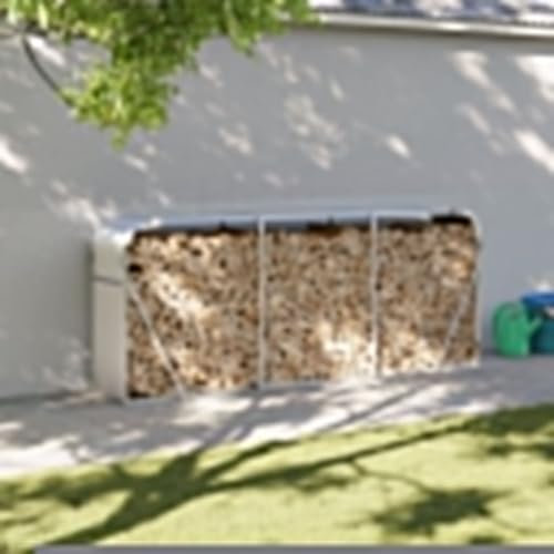 Xichuzi Kaminholzunterstand Silbern 234x45x100 cm Verzinkter Stahl, Holzunterstand, Holzstapelhilfe, Aufbewahrung Holz, Holzregal, Brennholzregal Außen, Kaminholz Aufbewahrung - 364595